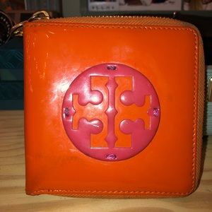 Tory Burch Orange Patent Leather Wallet